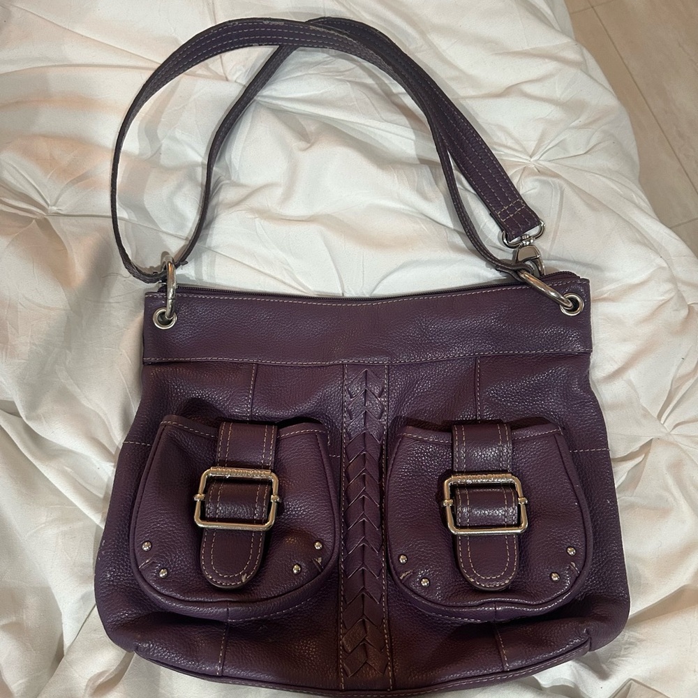 Tignanello Purple Leather Shoulder Bag